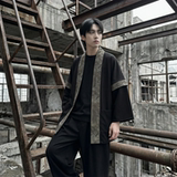 现货春秋风蟒纹印花拼接男士道袍汉服D3206-P78，男装民族服装，星座1017