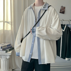 现货 2026潮刺绣长袖衬衣中式情侣外套 HC877-P68，男装衬衫，星座1017