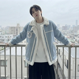 现货皮毛一体外套冬季校园宽松棉服潮男大码棉衣4725-P115，男装棉衣，星座1017