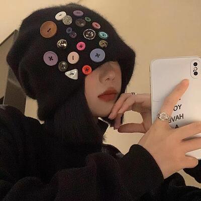 堆堆帽逛街女性纽扣包头帽