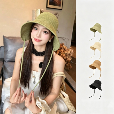 【抖音博主同款草编麻遮阳帽】女夏季大帽檐度假出游显脸小大檐帽