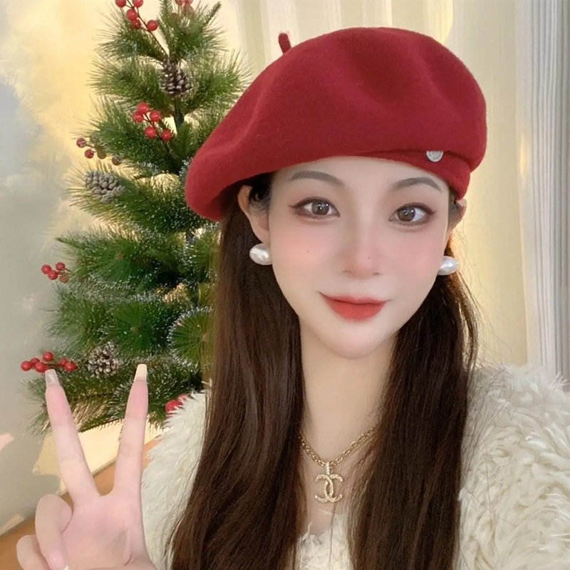贝雷帽逛街优雅女性秋冬