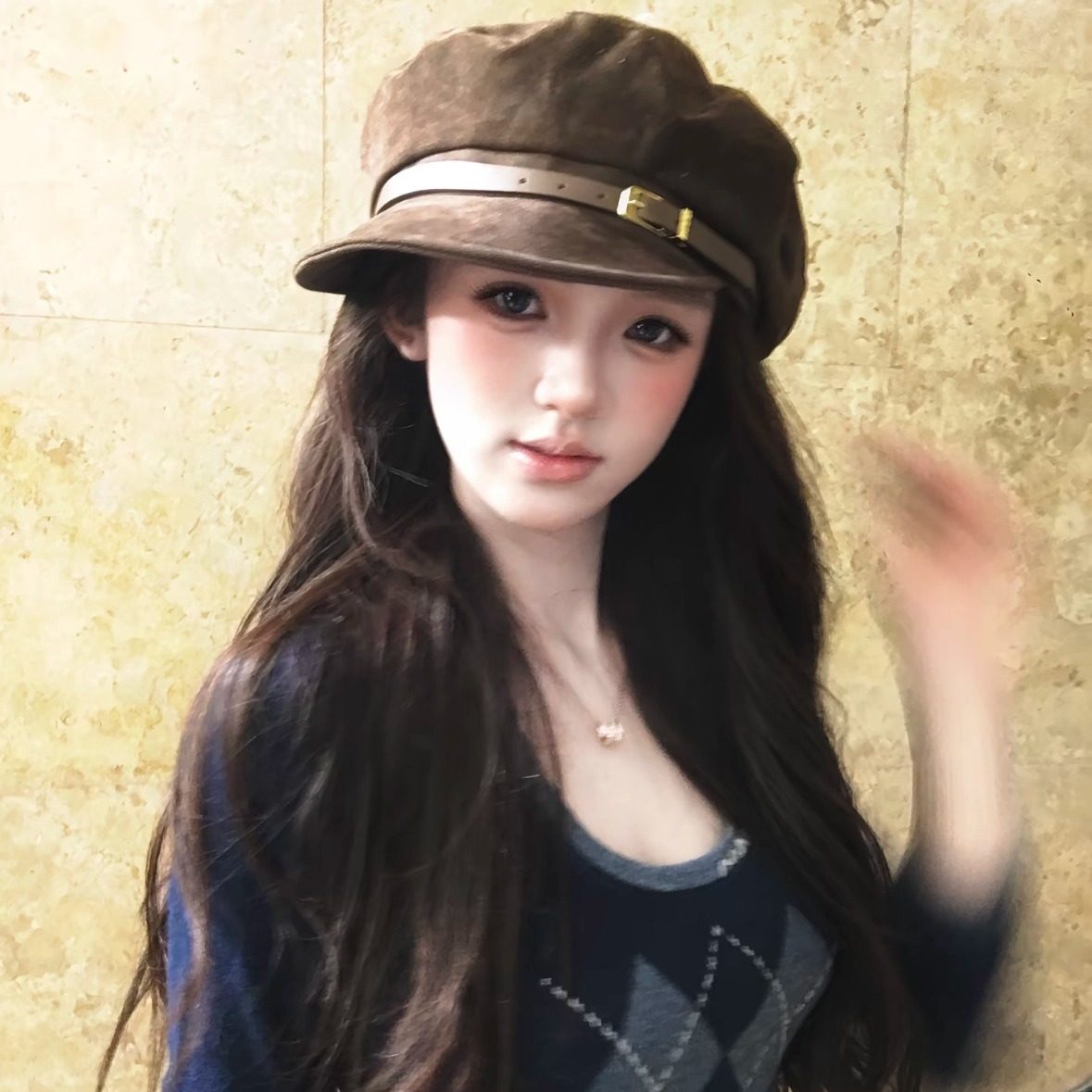 允恩上海走秀同款复古秋冬报童帽女秋冬新款报童帽显脸小百搭画家