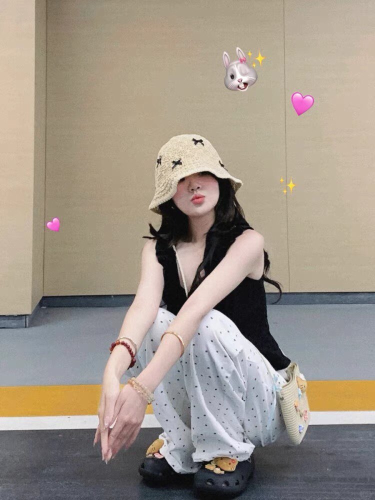 甜美可爱蝴蝶结草帽渔夫帽女春夏出游海边遮阳防晒盆帽显脸小