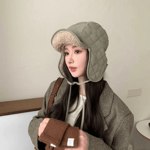 羊羔毛雷锋帽子男女款2024冬季双面戴日系复古飞行帽防寒护耳帽潮