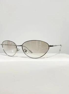 新款复古老钱风超轻猫眼银框潮流百搭墨镜女个性防紫外线男金属框