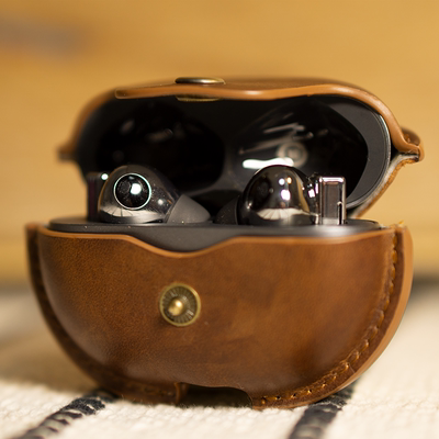 华为耳机真皮皮质软壳头层牛皮