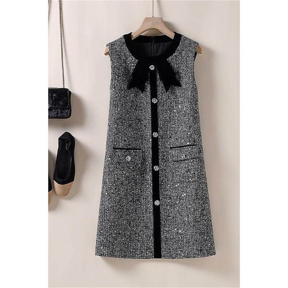 小香风毛呢背心裙 粗花呢A字显瘦小个子连衣裙 2025秋冬新款女装