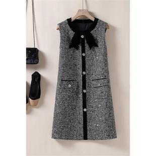 小香风毛呢背心裙 粗花呢A字显瘦小个子连衣裙 2025秋冬新款女装