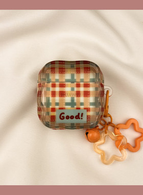 适用于华为freeclip2耳机保护套 华为系列耳机壳FreeBudsPro3/Pro4/5i/6i/7i防摔壳 可爱创意复古格纹IMD工艺