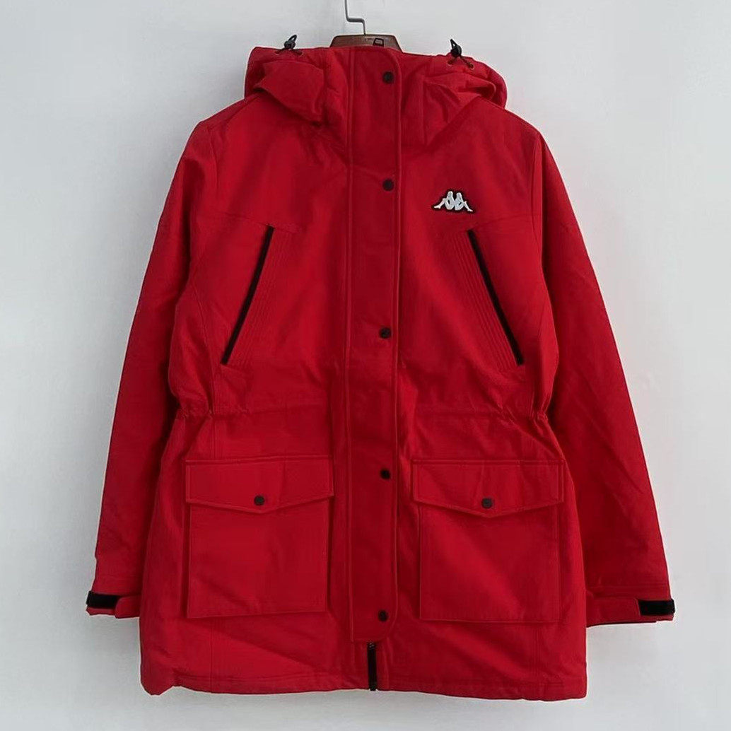 Kappa卡帕背靠背羽绒服女款中长款运动加厚保暖防寒服K0B82YY21A