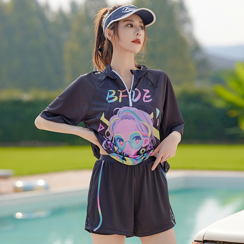 分体泳衣女保守显瘦遮肚2025新款大码游泳衣罩衫泡温泉女士泳装