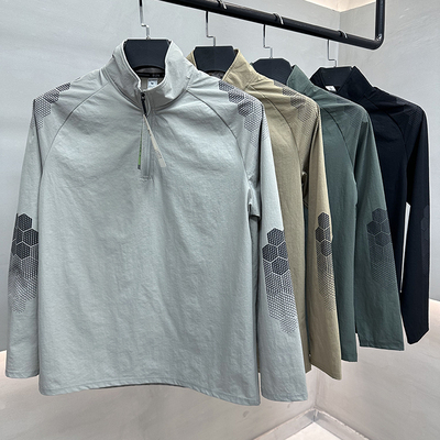 户外大厂订单立领半拉链T恤