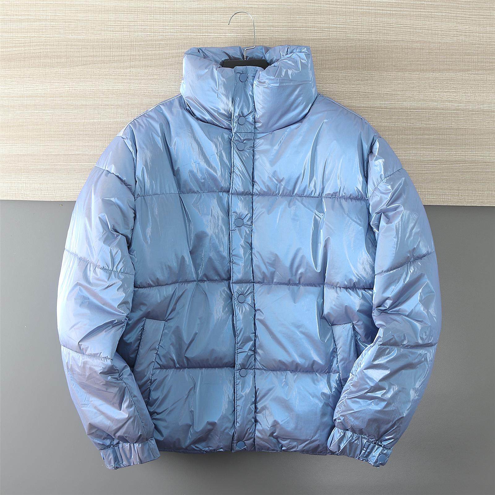 美单！镭射亮面立领蓬松保暖棉衣棉服外套夹克男女情侣款大码棉袄