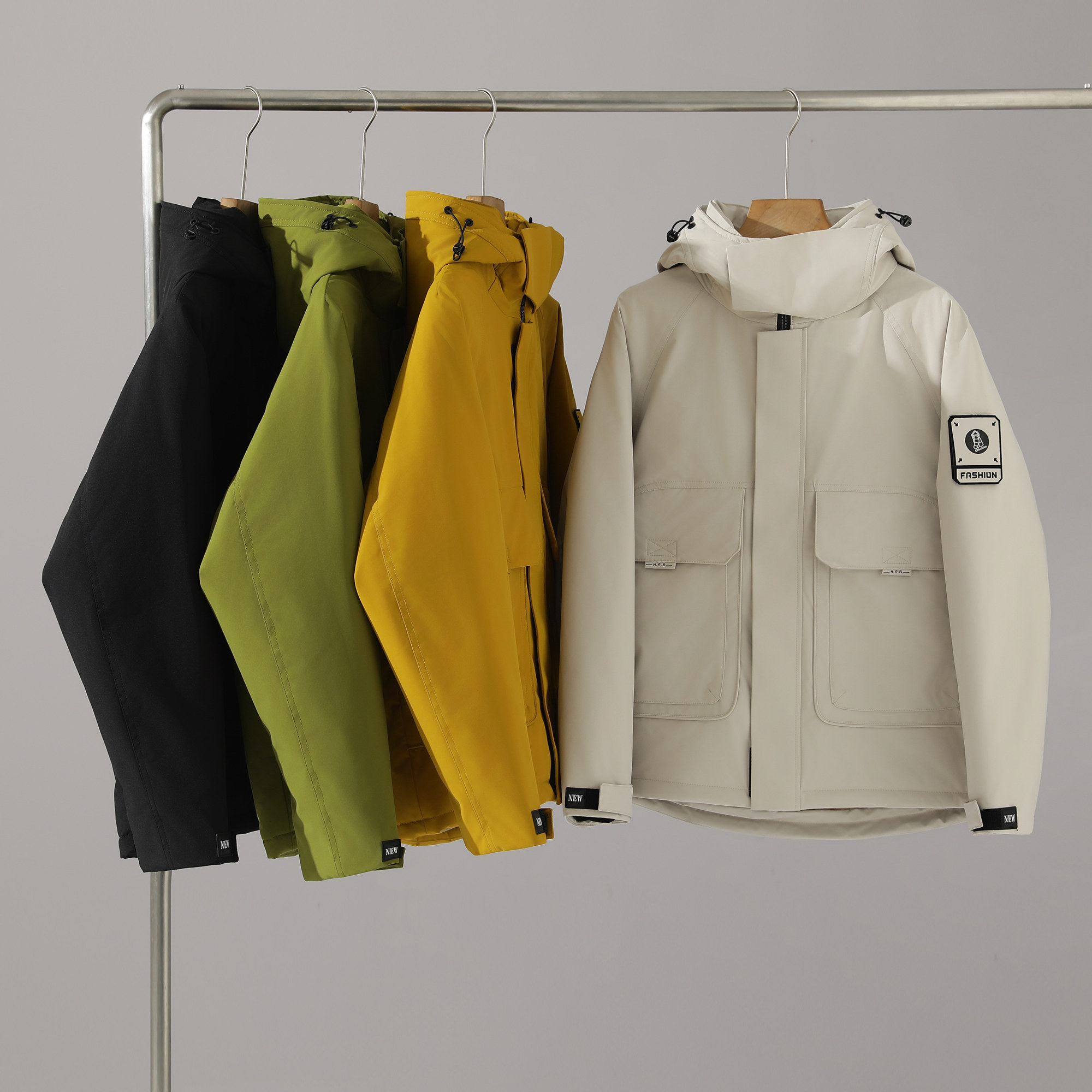 蓬松御寒！男士户外高端冬季防风防水保暖连帽冲锋衣羽绒服外套潮