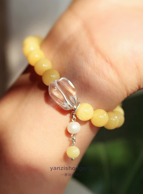 女蜜蜡原创设计气质手链