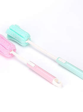 日本进口正品OKAZAKI伸缩柄刷海绵洗杯刷保温杯清洁刷清洗奶瓶刷