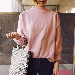 2026 women clothes韩国纯色加绒卫衣女士秋冬新款棒球服学生外套