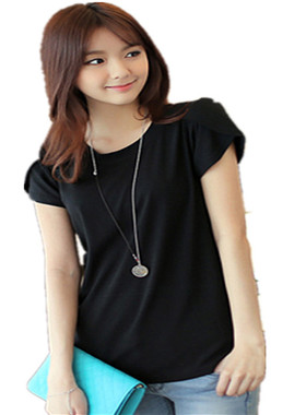 2026 women clothes新品新款韩版纯色宽松大码上衣圆领短袖女T恤