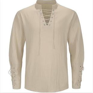 2026 men clothes新款男士海盗衬衫复古蒸汽朋克哥特式衬衣维京系