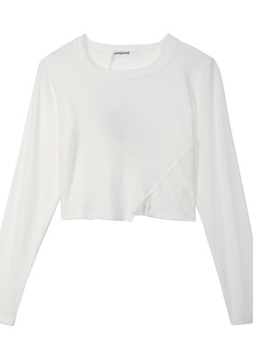 2026 women clothes白色打底衫女秋冬内搭长袖T恤新款设计感辣妹