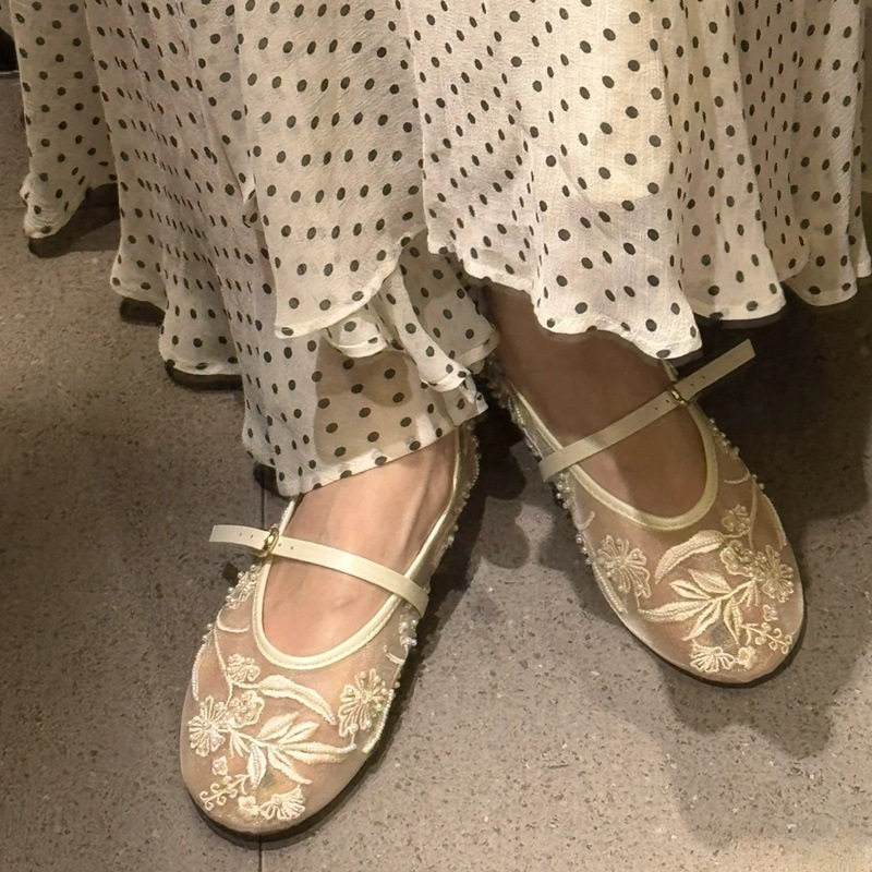 2026shoewomen刺绣珍珠