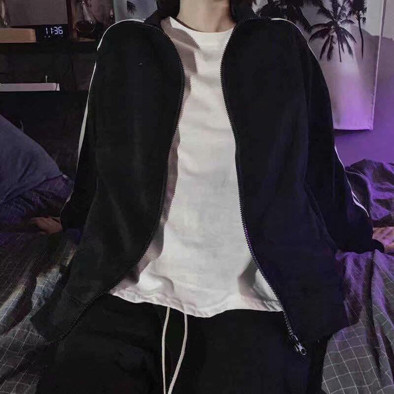 2026 men clothes春夏新款三条杠外套女韩版薄款夹克学生黑色棒球