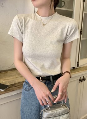 2026 women clothes辣妹正肩内搭短袖T恤女夏季新款修身基础款打