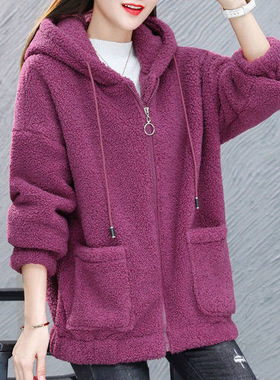 2026 women clothes羊羔绒卫衣女加绒加厚年新款秋冬宽松韩版拉链