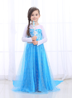 women clothes冰雪奇缘裙艾莎elsa女王礼服童装儿童女童连衣裙子