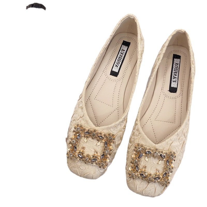 2026 shoes women春秋新款仙女风软底单鞋女平底一脚蹬方扣浅口褶,流行男鞋,单鞋,淘宝优惠券,粉丝福利购,淘宝优惠卷