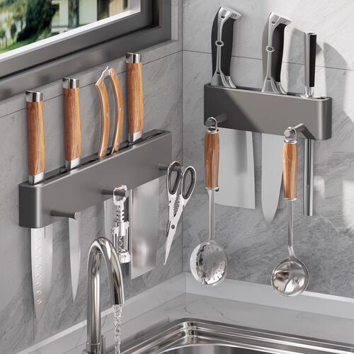 新款厨房刀架置物架壁挂式刀具收纳架免打孔不锈钢放菜刀插刀架子