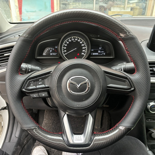 马自达3昂克赛拉专用手缝方向盘套CX4CX5阿特兹CX-30CX50全包把套