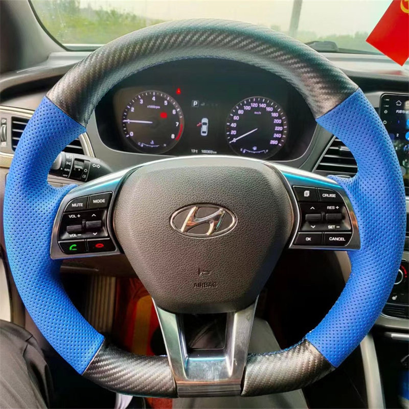 现代索纳塔9代专用手缝方向盘套新悦动名图领动悦纳途胜四季把套