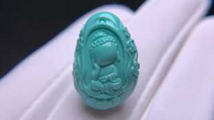 湖北十堰矿区天然原矿高瓷绿松石精工雕刻宝宝佛吊坠挂件顶珠配饰