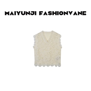 重工绵羊毛立体镂空蕾丝针织背心C12102507 婉婉