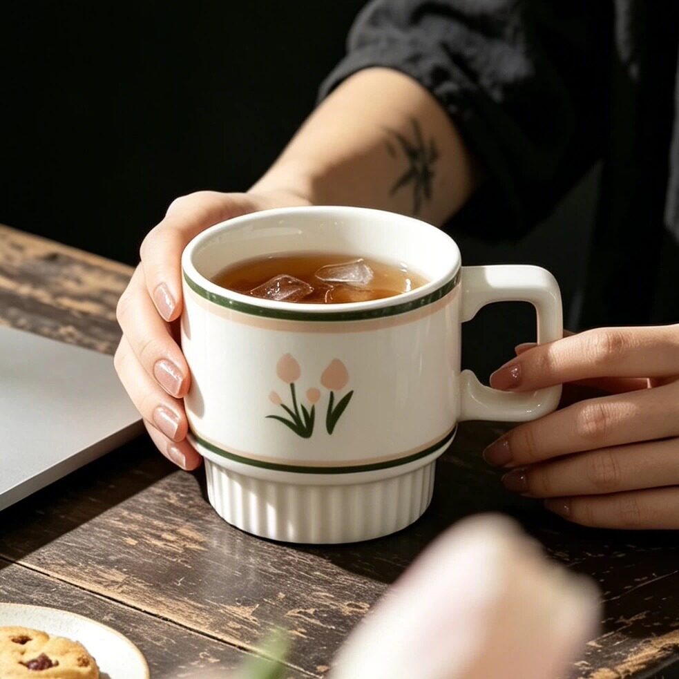 郁金香杯子高级感轻奢高颜值图片
