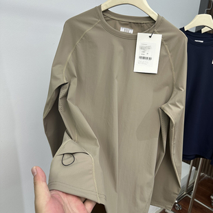 小众品牌 夏季户外运动休闲激光打孔打底男女圆领弹力长袖速干T恤