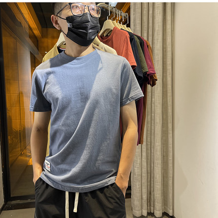 美式重磅纯棉短袖t恤男夏季男士体恤衫2024新款纯色外贸出口男装