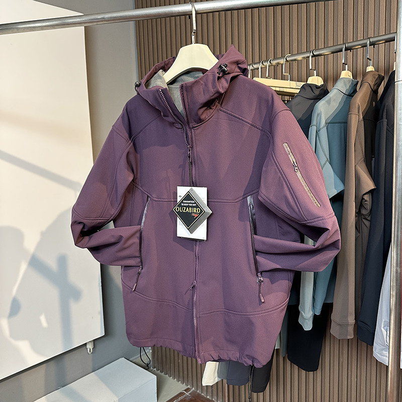 平替款 秋冬户外运动休闲防风防泼水男女连帽加绒冲锋衣外套夹克