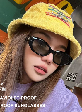 蔡文静同款GM黑色猫眼太阳镜女2024新款板材复古时尚太阳镜男DADA