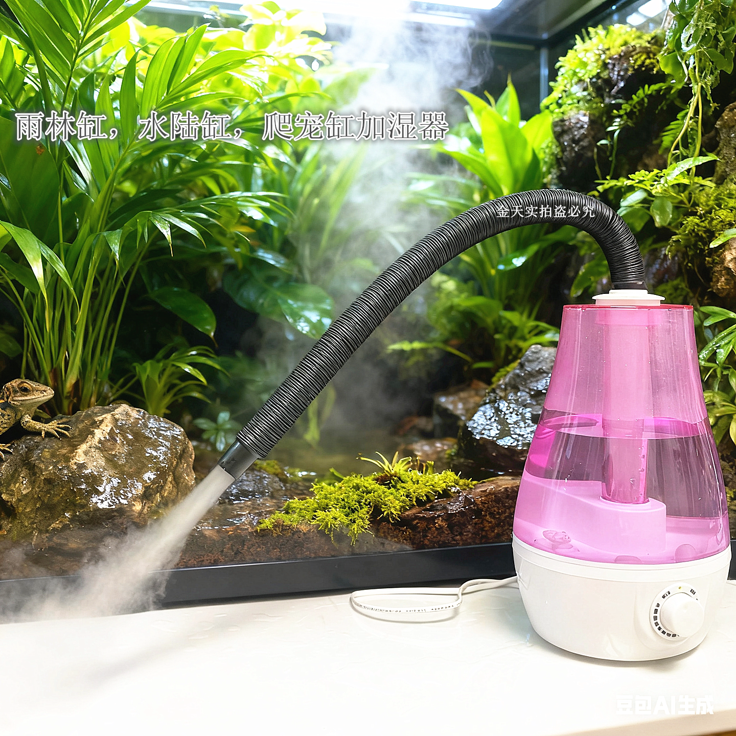 宠物加湿器雨林水陆缸带管超声波雾化器动植物蕨类养花增湿大雾