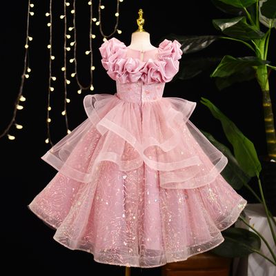 花童婚礼小女孩礼服女童公主裙儿童装生日高端钢琴演出服长裙主持