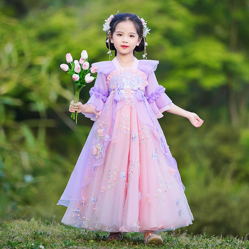 2026新款女童汉服连衣裙公主裙儿童装夏季夏装长裙子小女孩绝美紫