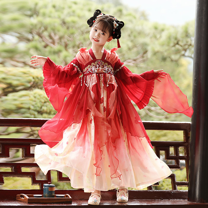 女童春秋季汉服2026新款春装中国风古装古风儿童装元宵公主连衣裙