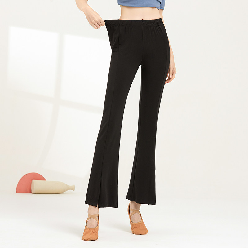 现代舞蹈练功裤女开叉形体服直筒微喇裤子宽松拉丁中国古典喇叭裤