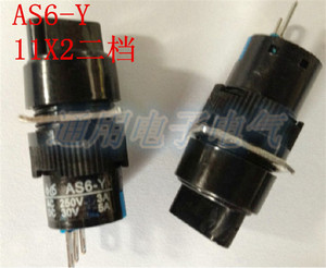 。黑色圆形AS6-Y 11X2二档电源开关转换AC250V 3A DC30V 5A开关按