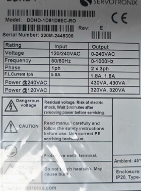 议价高创伺服驱动器 DDHD-1D81D8-EC-RO DDHD-3D43D4-EC-RO 全新