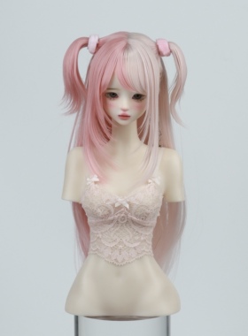 桃气岛屿BJD假发亚比暖暖拼色双马尾啾啾造型款