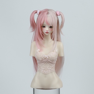 桃气岛屿BJD假发亚比暖暖拼色双马尾啾啾造型款